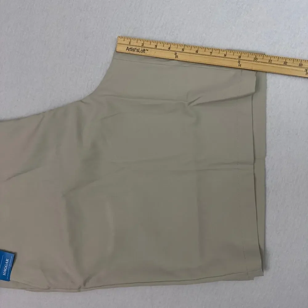 Haggar Cool 18 Pro Shorts Mens 52 Beige Stretch Golf Performance NWT